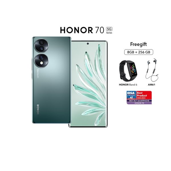 HONOR 70 5G Smartphone (8GB+256GB) 丨IMX800 Super Sensing Vlog Camera丨1920Hz PWM Dimming OLED Display - Emerald Green