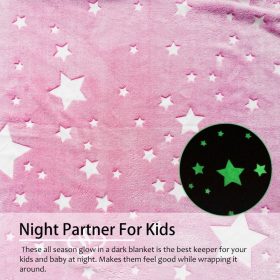 Adults Kids Luminous Blanket Glow In The Dark Blanket Flannel Comfortable Quilt Night Light Shine - Pink Unicorn - Image 4
