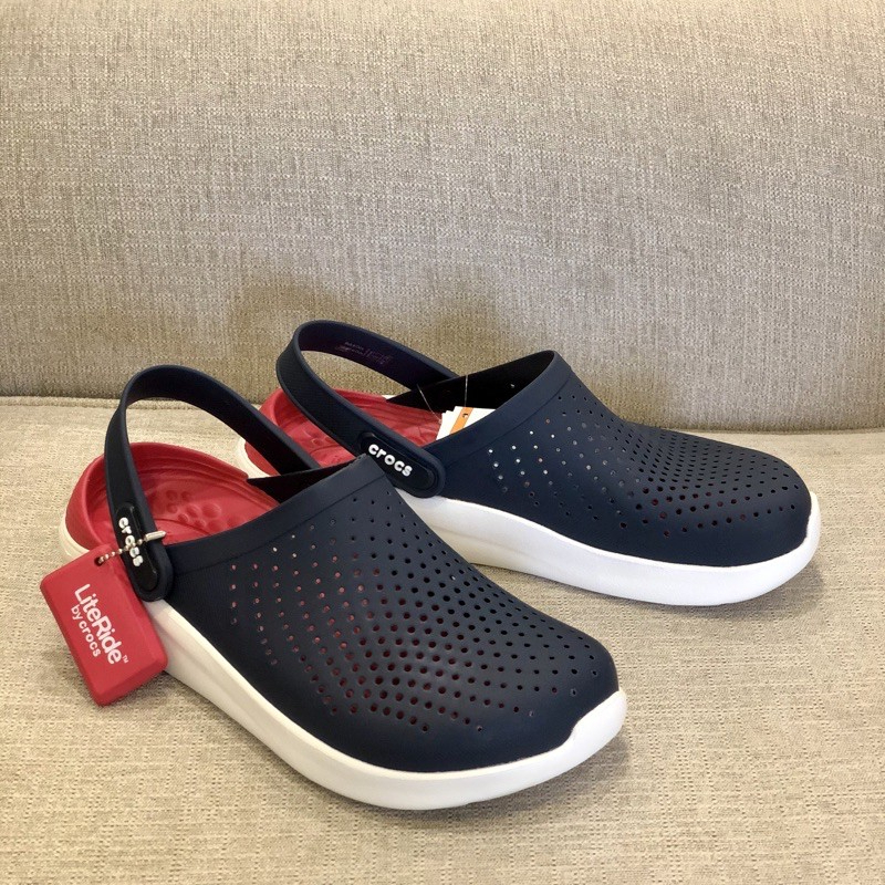 CROCS LiteRide Women Clog Sandal Slip-On Slipper - Navy Red - Image 1