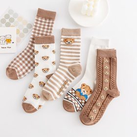 Crew Socks Women Stocking / Muslimah Stoking – Brwon Bear Line - Image 3