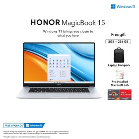 HONOR MagicBook 15 AMD Ryzen 5 5500U 15.6" 8GB RAM 256GB SSD[FREE Backpack] 2 Years Warranty - Mystic Silver