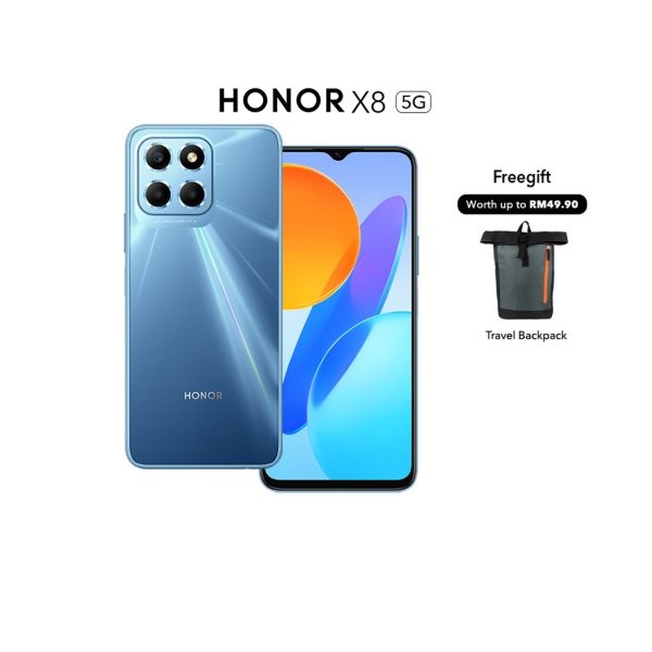 HONOR X8 5G Smartphone (6GB+128GB) Snapdragon 5G SoC丨5000mAh 22.5W Charge丨6G+2G RAM Turbo+128G - Ocean Blue