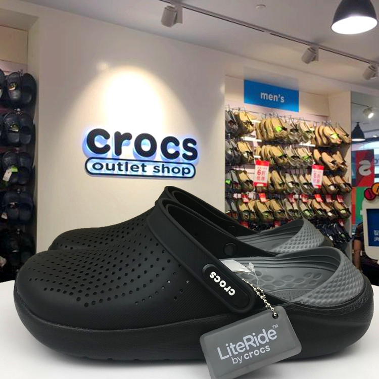CROCS LiteRide fashion comfortable men and women outdoor beach shoes trend slippers - Black - Image 1