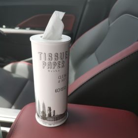 Tissue Paper Car Tissue Box / Cylindrical Car Tissue Holder (3ply) Facial Tissue Cover - Green - Image 4