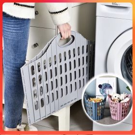 Foldable Shopping Basket Plastic Grocery Storage Basket T-shirt Laundry Bag Portable - Grey 2.0 - Image 5