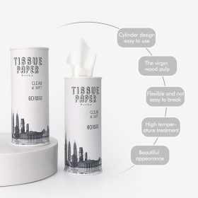 Tissue Paper Car Tissue Box / Cylindrical Car Tissue Holder (3ply) Facial Tissue Cover - Green - Image 6