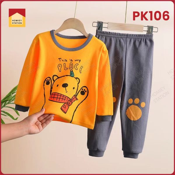 Top+Pants Cartoon Pyjamas Set Kids Sleepwear 100% Cotton Suit Long Sleeve Unisex Pyjamas - PK106