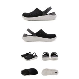 CROCS LiteRide fashion comfortable men and women outdoor beach shoes trend slippers - Black Grey - Image 2