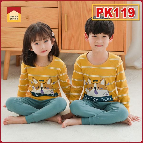 Top+Pants Cartoon Pyjamas Set Kids Sleepwear 100% Cotton Suit Long Sleeve Unisex Pyjamas - PK119