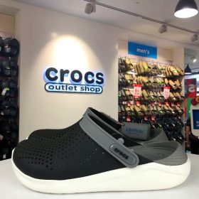 CROCS LiteRide fashion comfortable men and women outdoor beach shoes trend slippers - Black Grey - Image 1