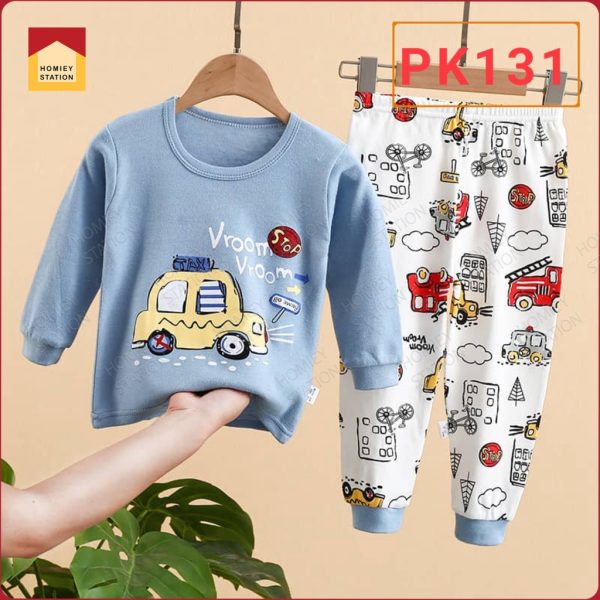 Top+Pants Cartoon Pyjamas Set Kids Sleepwear 100% Cotton Suit Long Sleeve Unisex Pyjamas - PK131
