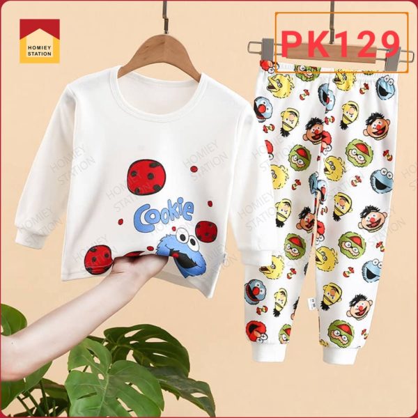 Top+Pants Cartoon Pyjamas Set Kids Sleepwear 100% Cotton Suit Long Sleeve Unisex Pyjamas - PK129