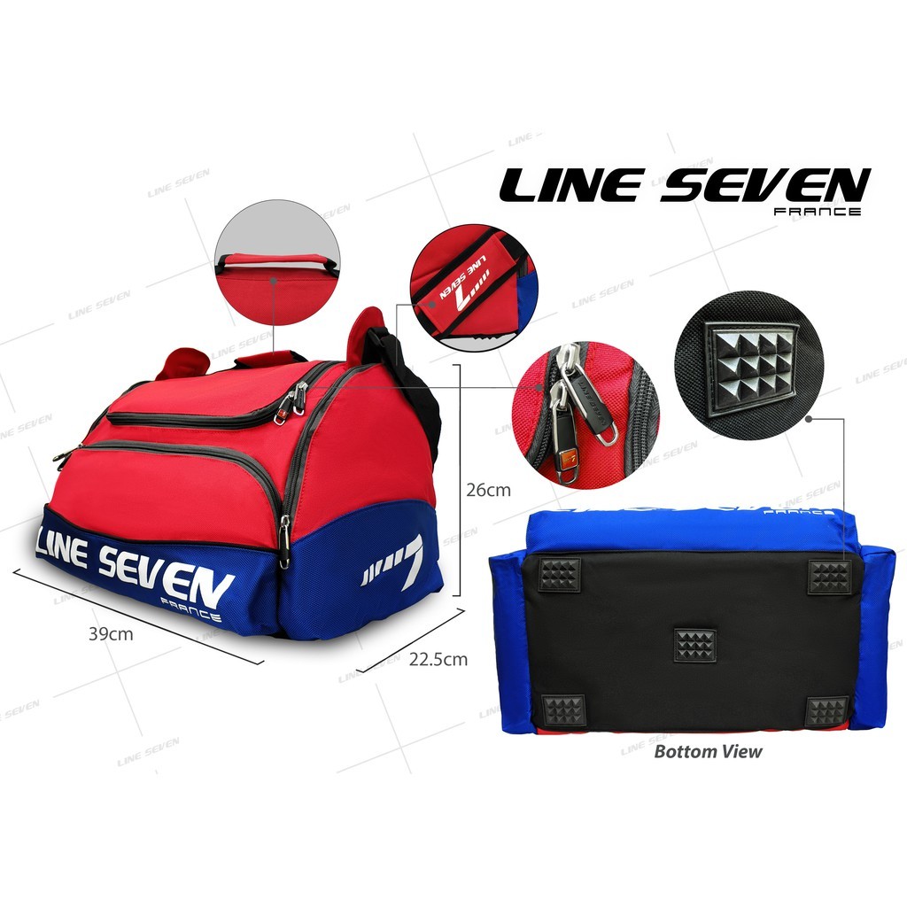 LINE SEVEN Travel Bag / Cabin Luggage / Duffel Bag / Sport Bag 1037-TB - Red / Royal - Image 2