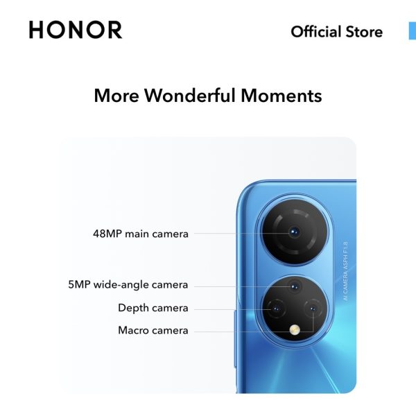 HONOR X7 Smartphone (4GB + 2GB Extension + 128GB/5000mAh Battery/6.74" FullView Display 90Hz/Snapdragon 680 Chipset) - Ocean Blue