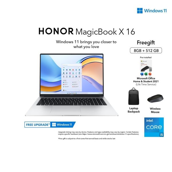 HONOR Magicbook X16 (8GB+512GB) Eye Protection HONOR FullView Display | 12th Gen Intel® Core™ Processors