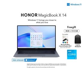 HONOR Magicbook X 14 Laptop i3-1115G4 (8GB RAM+512GB) Ultra-Lightweight with Thin Body丨Free Backpack