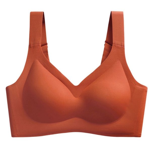 Oxygen Bra, Invisible-buckle + Adjustable Wide Shoulder Straps + Thai Latex Span Seamless Comfortable YONIACY B0045 - Orange