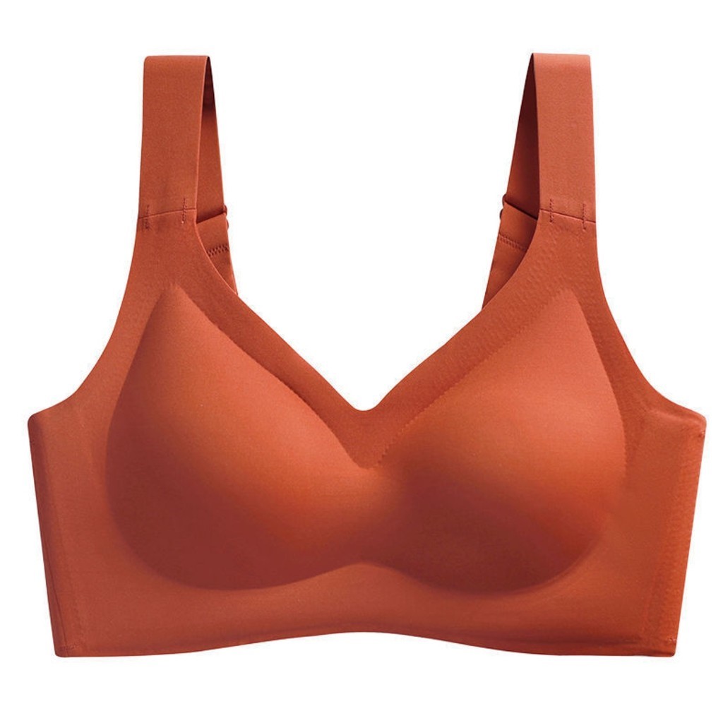 Oxygen Bra, Invisible-buckle + Adjustable Wide Shoulder Straps + Thai Latex Span Seamless Comfortable YONIACY B0045 - Orange - Image 1