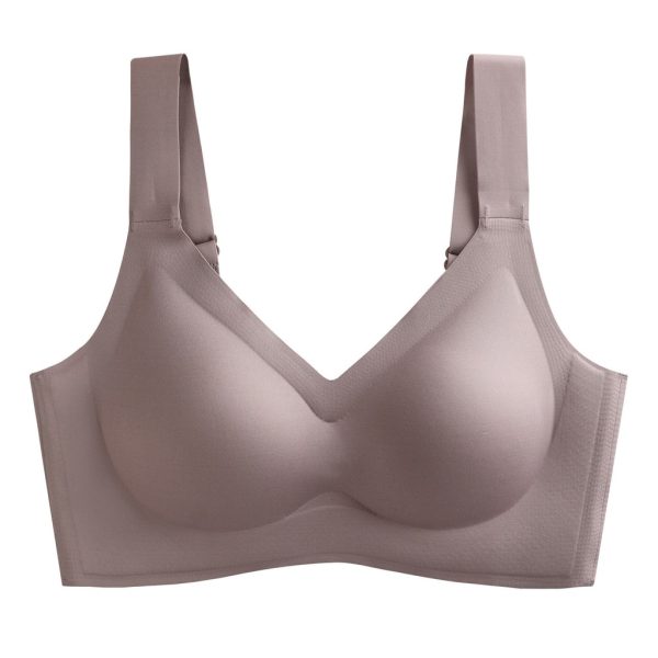 Oxygen Bra, Invisible-buckle + Adjustable Wide Shoulder Straps + Thai Latex Span Seamless Comfortable YONIACY B0045 - Khaki