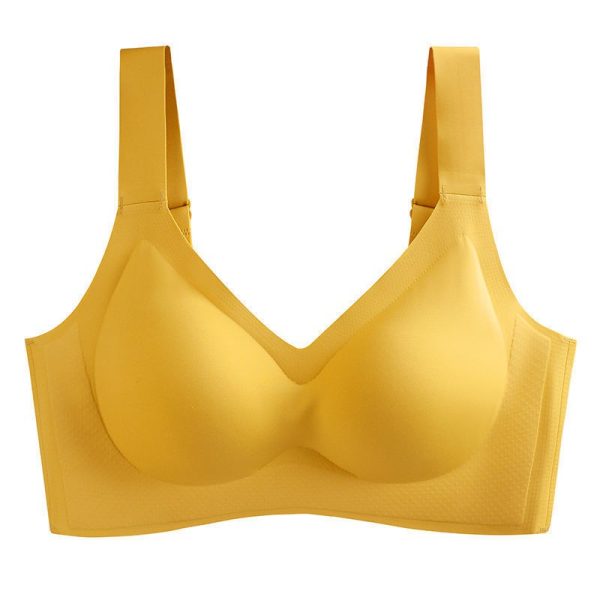 Oxygen Bra, Invisible-buckle + Adjustable Wide Shoulder Straps + Thai Latex Span Seamless Comfortable YONIACY B0045 - Yellow