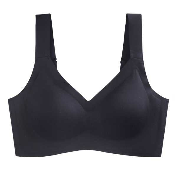 Oxygen Bra, Invisible-buckle + Adjustable Wide Shoulder Straps + Thai Latex Span Seamless Comfortable YONIACY B0045 - Black