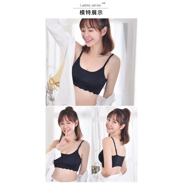 Japan Bra Seamless Comfort Wireless Sleeping Nursing Thin Strap Adjustable B0048 - Black