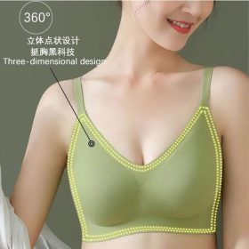 Oxygen Bra, Invisible-buckle + Adjustable Shoulder Straps + Thai Latex Span Seamless Comfortable YONIACY B0082 - Green - Image 7