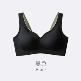 Thailand Latex Bra Wireless Comfortable and Seamless Bra with or without Rear Buckles B0046 - Black (With Hook)