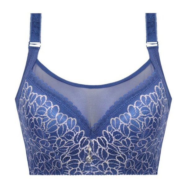Sexy Bralette Big Size Lace underwear Push Up Bra Intimates Female Wired Bra B0032 - Dark Blue