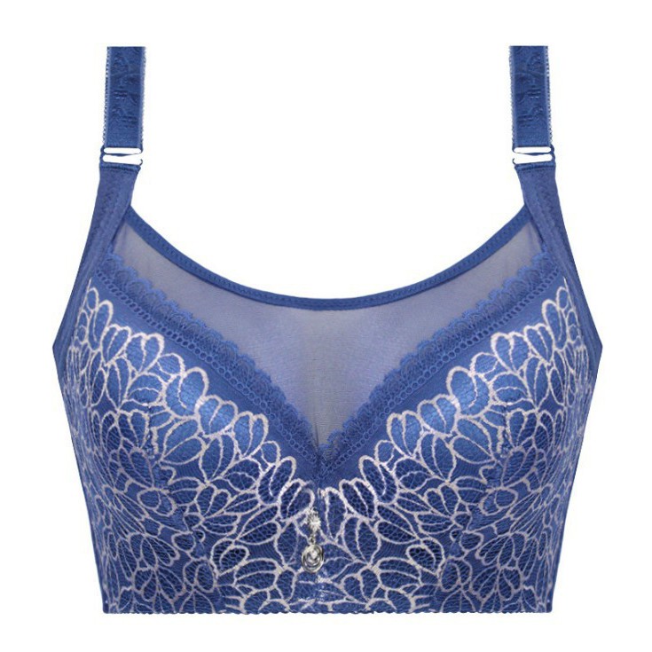 Sexy Bralette Big Size Lace underwear Push Up Bra Intimates Female Wired Bra B0032 - Dark Blue - Image 1