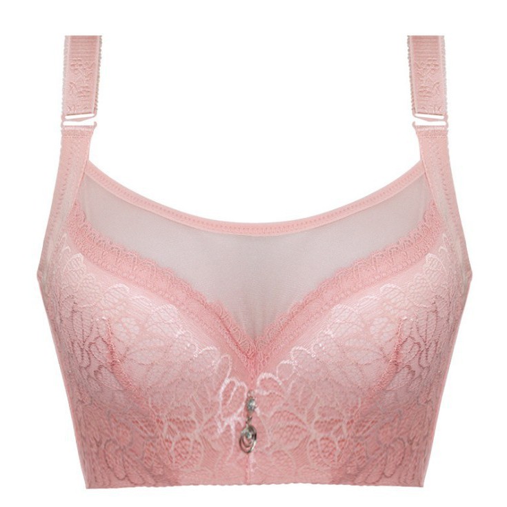 Sexy Bralette Big Size Lace underwear Push Up Bra Intimates Female Wired Bra B0032 - Pink - Image 1