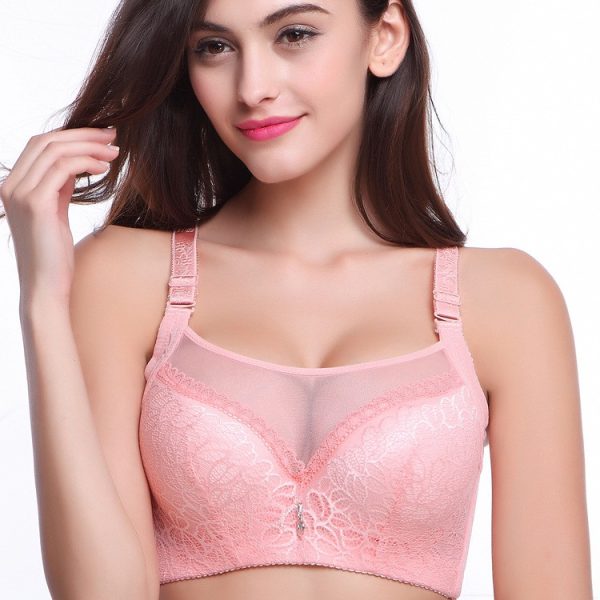Sexy Bralette Big Size Lace underwear Push Up Bra Intimates Female Wired Bra B0032 - Pink