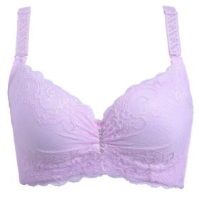 Women Sexy Lace Thin 3/4 Cup D Bras Adjustable Breathable Plus Size Bra Wired B0009 - Light Pink