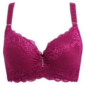 Women Sexy Lace Thin 3/4 Cup D Bras Adjustable Breathable Plus Size Bra Wired B0009 - Rose