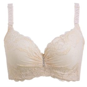 Women Sexy Lace Thin 3/4 Cup D Bras Adjustable Breathable Plus Size Bra Wired B0009 - Skin