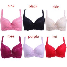 Women Sexy Lace Thin 3/4 Cup D Bras Adjustable Breathable Plus Size Bra Wired B0009 - Red - Image 3