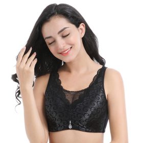 Women Side Support Push Up Bra Full coverage Bra Bralette Plus Size B0014 - Black - Image 2