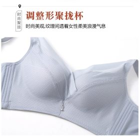 Ice Silk Deep V Women Push Up Sexy Bra Breast Gathered Anti-sagging No Wire Comfortable B0015 - Blue - Image 5