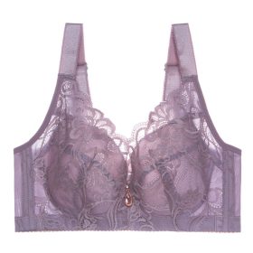 Plus Size D Cup Lace Thin Cup Comfort Adjustable Women Bra B0016 - Light Purple