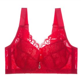 Plus Size D Cup Lace Thin Cup Comfort Adjustable Women Bra B0016 - Red
