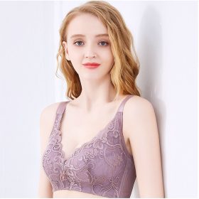 Plus Size D Cup Lace Thin Cup Comfort Adjustable Women Bra B0016 - Light Purple - Image 2