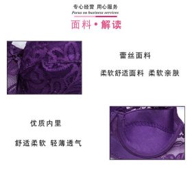 Plus Size Bra 34CD to 46CD Thin Steel-rimmed Lace Push Up Side Support Adjustable with Wire B0049 - Dark Blue - Image 4