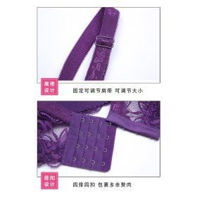 Plus Size Bra 34CD to 46CD Thin Steel-rimmed Lace Push Up Side Support Adjustable with Wire B0049 - Dark Blue - Image 5