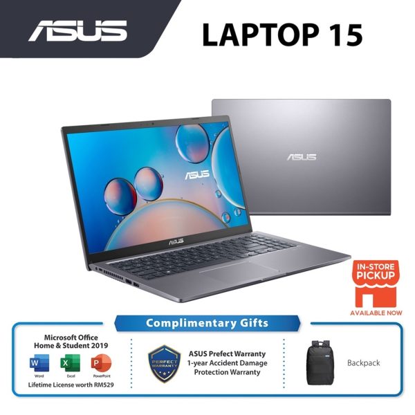 ASUS A516E-ABQ1962WS/ABQ1961WS/AEJ1501WS/AEJ122TS Laptop (I3-1115G4, 4GB, 256GB/512GB SSD, 15.6" FHD, H&S) - Silver / Grey