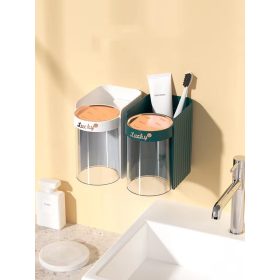 Wall Mounted Magnetic Cup Toothbrush Holder Toothpaste Holder Bathroom Toilet - White - Image 4