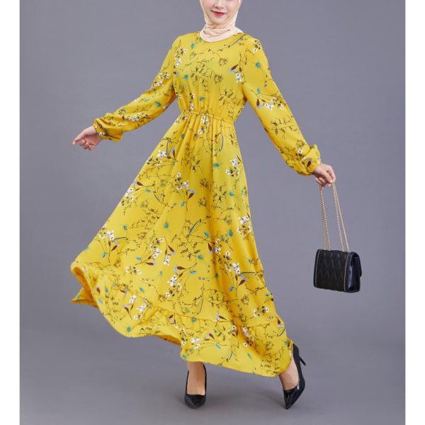 Dress Preggy | Dress Floral Murah | Dress Muslimah - Yellow #1