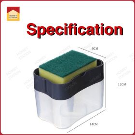 2-in-1 Soap Dispenser with sponge Kitchen Dishwash Dispenser Sponge Box Holder Kichen Tools Soap Pump Liquid Soap Caddy - Gray - Image 3