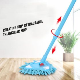 132cm Chenille Extendable Triangle Mop Ceiling Window Rotary Cleaning Wall Floor Mop Head Clothes Swob Mops - Blue - Image 4