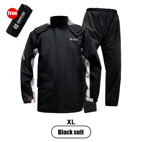 Motorcycle Waterproof Raincoat Motorbike Rainsuit Bike Bicycle Outdoor Rainwear - Black (2 Layer)