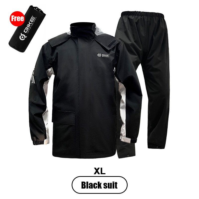 Motorcycle Waterproof Raincoat Motorbike Rainsuit Bike Bicycle Outdoor Rainwear - Black (2 Layer) - Image 12